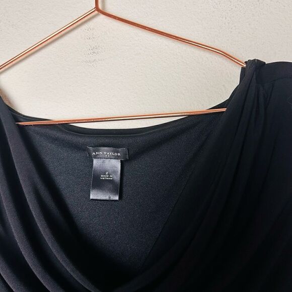 EUC Vintage 90’s Ann Taylor Black Jersey Drapey Dress 2 - Picture 3 of 5